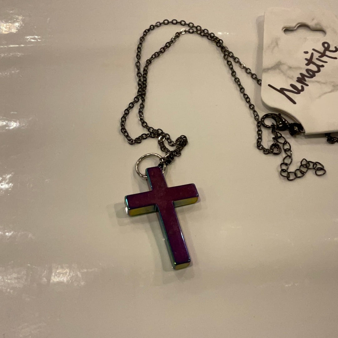 Hematite Cross Necklace (0704) - Beauty by Dani