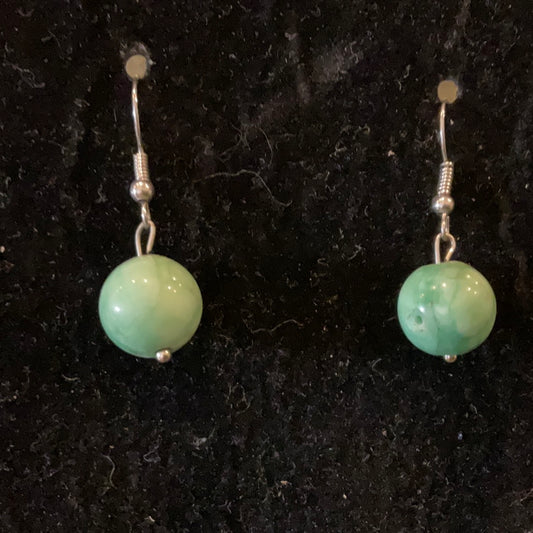 Green Jade Earrings (0678)