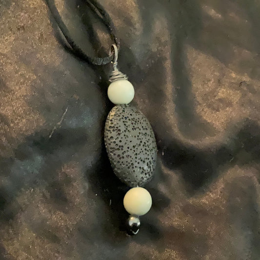 Amazonite and Lava Diffuser Necklace