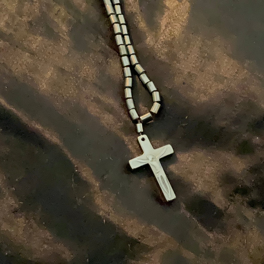 Hematite Cross Necklace - Beauty by Dani