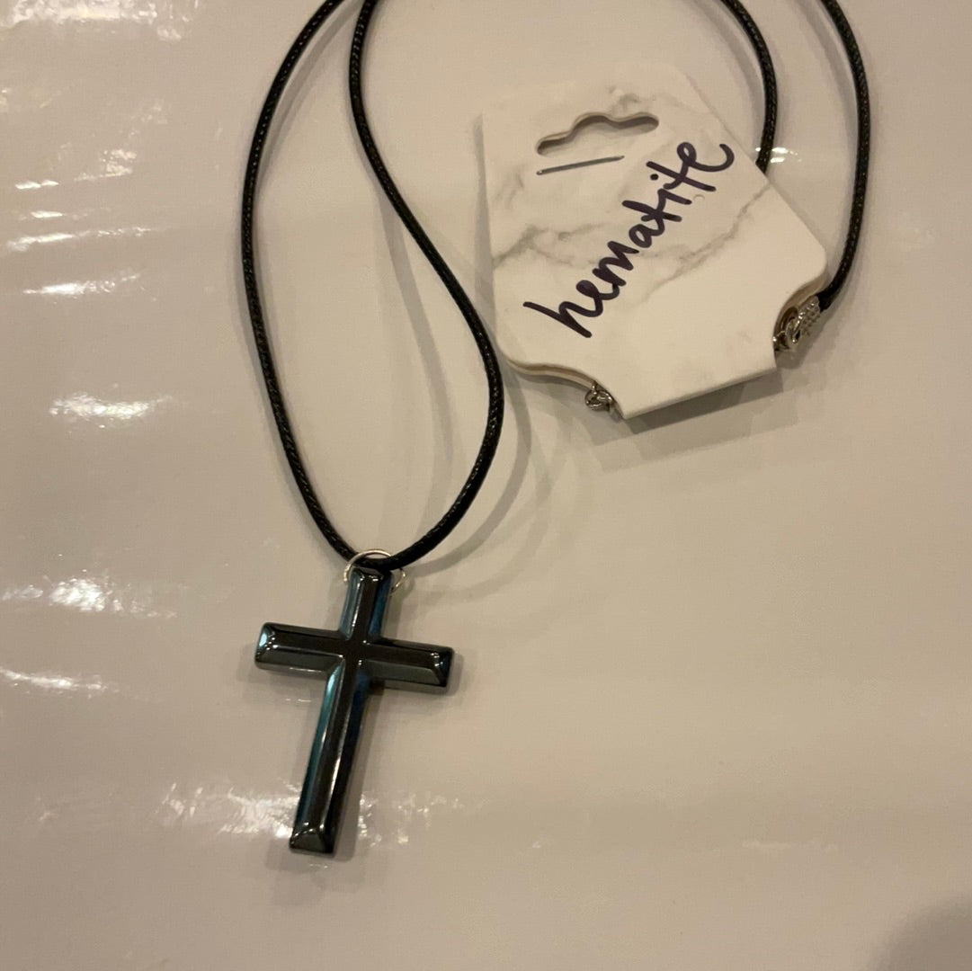 Hematite Cross Necklace - Beauty by Dani