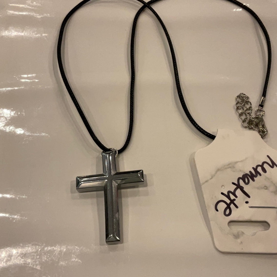 Hematite Cross Necklace - Beauty by Dani