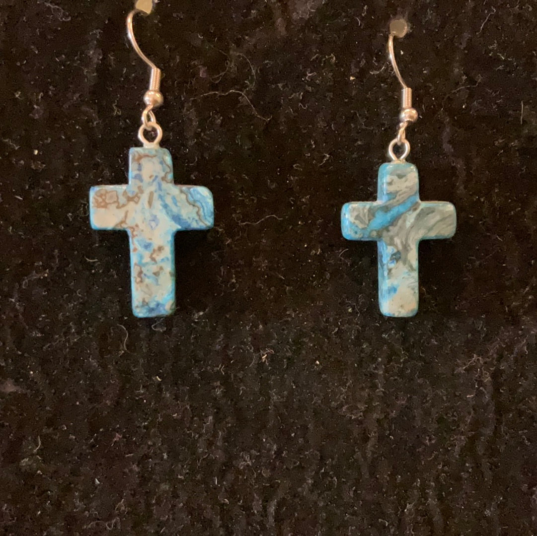 Apatite cross earrings - Beauty by Dani