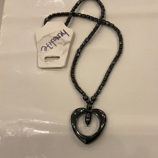 Hematite Heart Necklace (0001) - Beauty by Dani