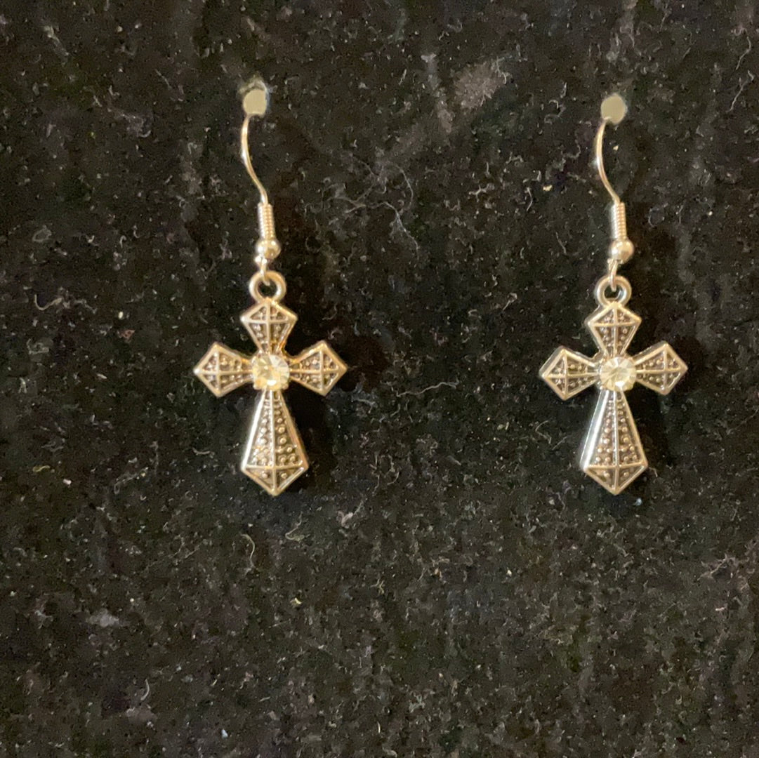 Rhinestone Cross Earrings - Beauty by Dani