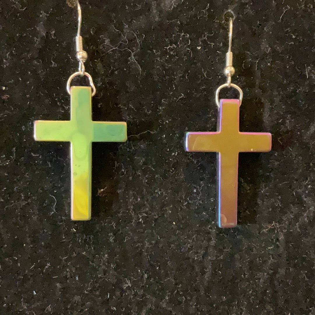 Hematite Cross Earrings - Beauty by Dani