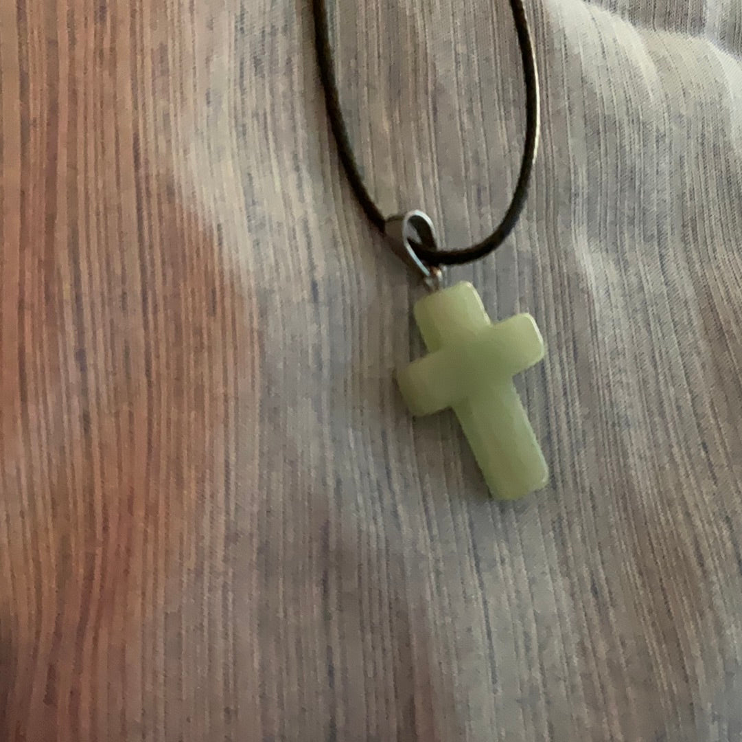 Aventurine Cross Necklace (0698) - Beauty by Dani