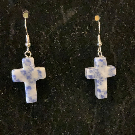 Sodalite Cross Earrings - Beauty by Dani